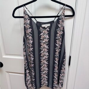 LOFT Floral Stripe Maternity Tank Top - Charcoal and Pink